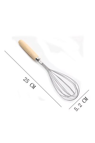 BKC HOME Stainless Steel Wire Whisk with Bamboo Handle