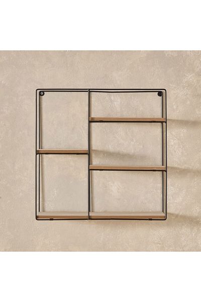Home Box Sera Foldable Metal and MDF Board Wall Shelf 40x10x40 cm