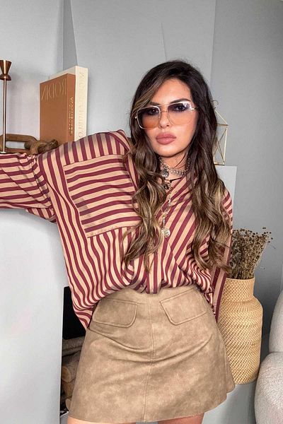 Sohotique By P Антична мини пола с ефект на матирана кожа Mocha Moisse