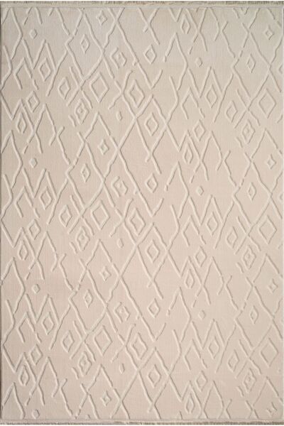 Plato Halı Opqo İskandinav Premium Yıkanabilir Polyester Kaymaz Taban Krem Halı
