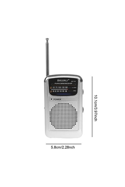 MOJOYCE KK19 Silver Handheld Radio Built-in Speaker Stereo Radio Telescopic Antenna SW AM FM Mini Portable R