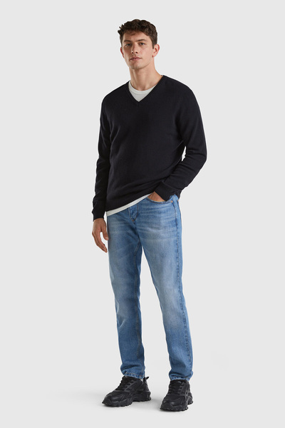 United Colors of Benetton Пуловер с V-образно деколте от мерино