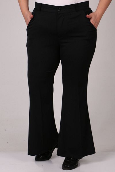 Eslina 29031 Large Size Flared Leg Trousers - Black