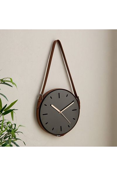 Home Box ساعة ميدو المعدنية الإبداعية بحزام جلدي 31x5.5x31 سم