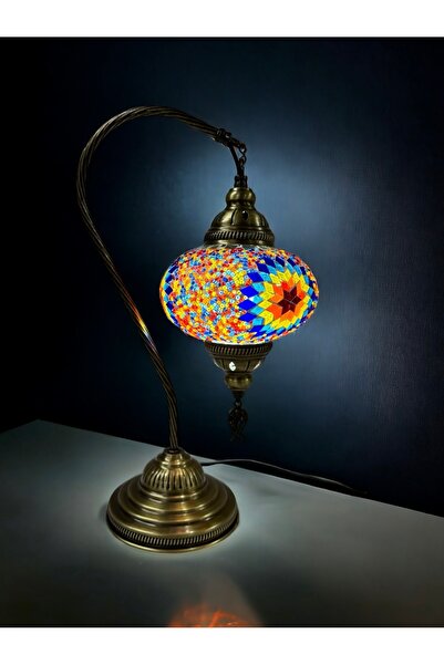 YILDIZ Masaüstü Otantik Deveboynu Mozaik Lamba - Gökkuşağı