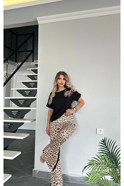 Bella Belluci New Season Slit Leg Leopard Trousers Suit