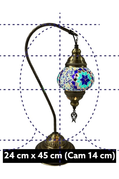 YILDIZ Desktop Decorative Handmade Fishing Rod Mosaic Lamp - Blue