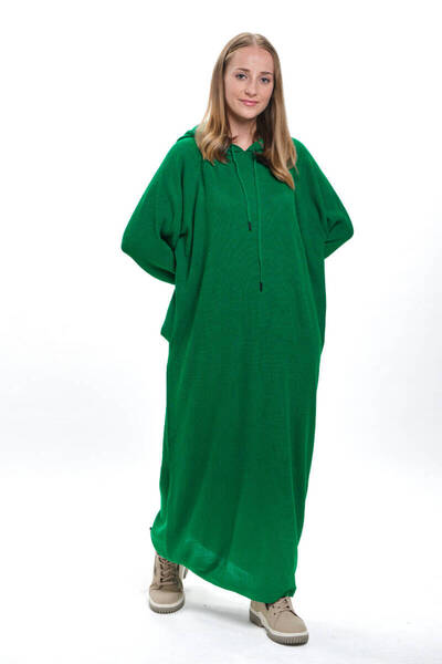 NİSUM MODA Hooded Long Knitting Dress