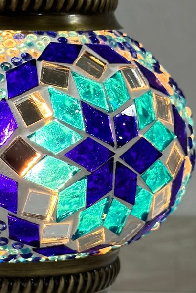YILDIZ Desktop Decorative Handmade Fishing Rod Mosaic Lamp - Blue