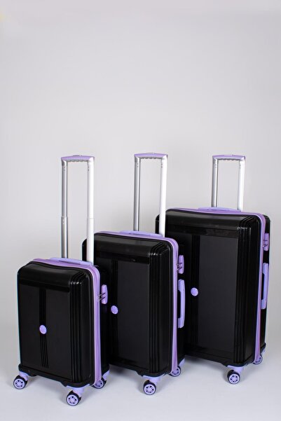 Travel POLO 3'lü Valiz Seti Kırılmaz Siyah Lila 1018