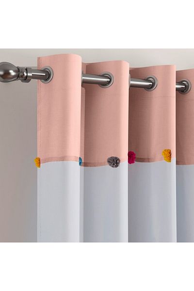Home Box Flutterby 2-Piece Pompom Voile Sheer Curtain Set 140x240 cm