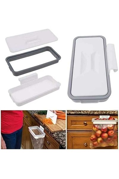Generic Portable Trash Bag Holder, Hanging Trash Bag Holder with Lid, Kitchen Garbage Bag Storage Rack (1 Pack)