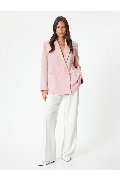 Koton Oversize Blazer Jacket Διπλό Κουμπί με Τσέπη Fleto