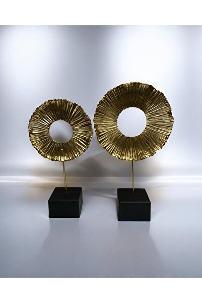 GİTTİGİTTİ 2'li Dekoratif Daire Yaprak Biblo Obje C 4106 Altın