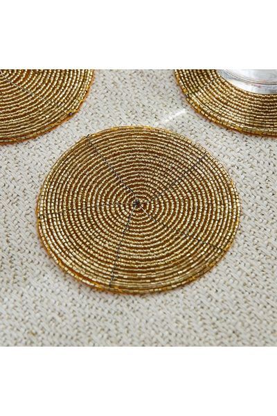 Home Box Blaze Beaded 4-Piece Coaster Set 10 cm
