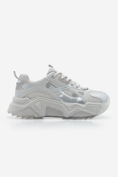 Marjin Pizen Silver Damen-Sneaker – Sportschuhe mit dicker Sohle und Schnürung