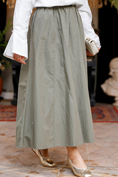 LOCCO Green Women's Skirt with Elastic Waist