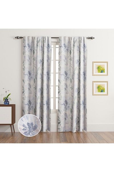 Home Box Clive 2-Piece Printed Sheer Rod Pocket Curtain Set 140x240 cm