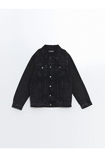 LC Waikiki Black Shirt Collar Boy's Jean Jacket