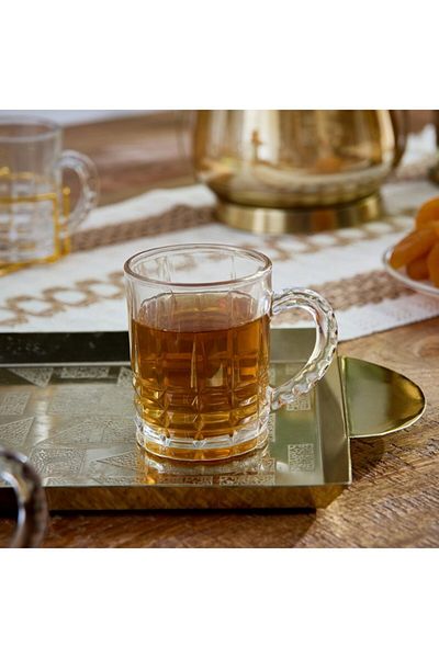 Home Box Orchid 6-Piece Glass Mug Set with Stand 200 ml