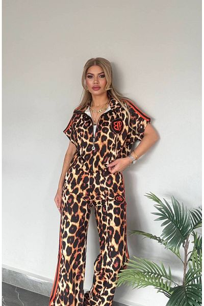 Bella Belluci Orange Striped Leopard Suit