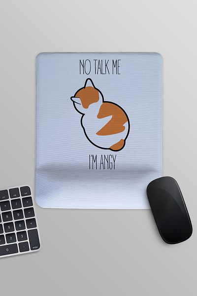 qoeuyl boutique Μην με μιλάτε, είμαι Angy Cute Cat με τυπωμένο ορθογώνιο ποντίκι με στήριγμα καρπού