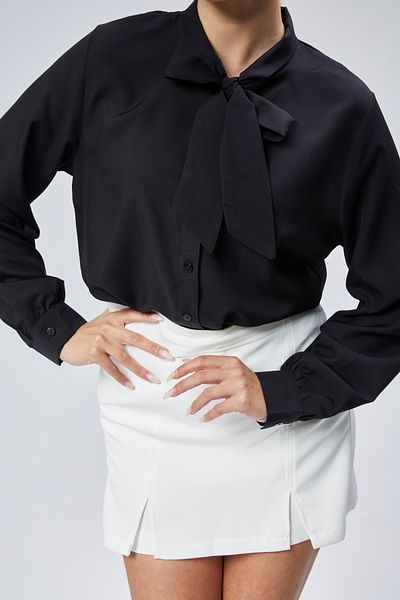 EMMAS CLOTHİNG Cămașă de damă din satin cu detaliu fundă