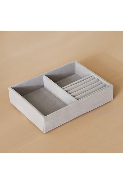 Home Box Velour 3-Compartment Jewellery Tray