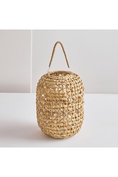 Home Box Willa Gourd Grass Lantern with Glass Votive 15x15x40 cm