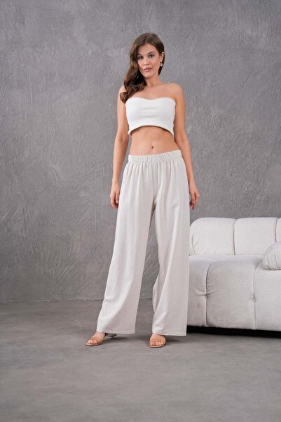 BURRASCA Elastic Waist Comfortable Size Linen Pants