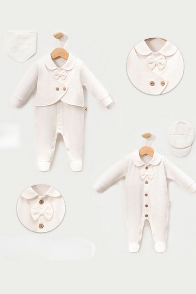 Cherub Baby Waffle Fabric Bow Tie Newborn Baby Boy Double Jumpsuit Set