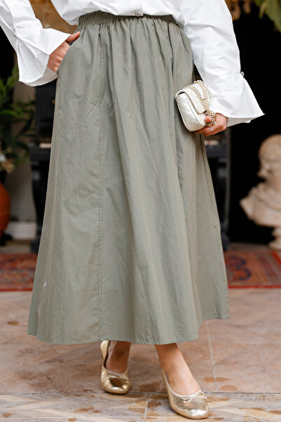 LOCCO Green Women's Skirt with Elastic Waist