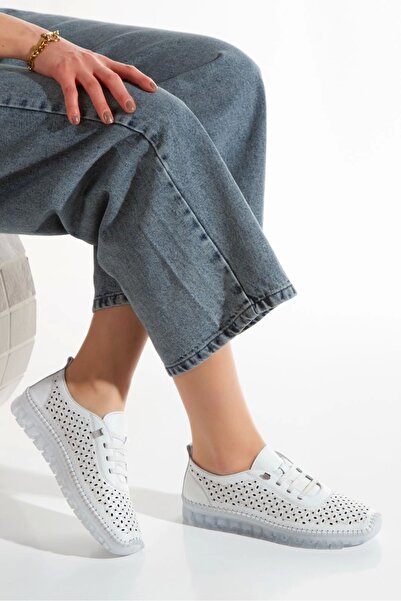 AYMODA AYAKKABI 1702 حذاء كاجوال يومي مصنوع من الجلد الطبيعي الناعم ومثقوب با...