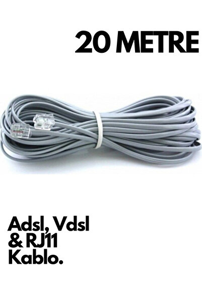 HQ SPEED 20 Metre RJ11 Telefon ve ADSL/VDSL Modem Bağlantı Kablosu – Uzun Mesafede Kesintisiz İnternet