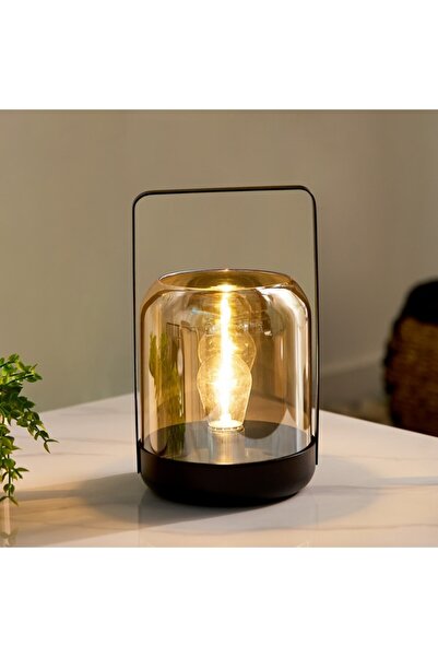 Home Box مصباح داكس فانوس بغطاء زجاجي وقاعدة حديدية 14.5×24.5 سم