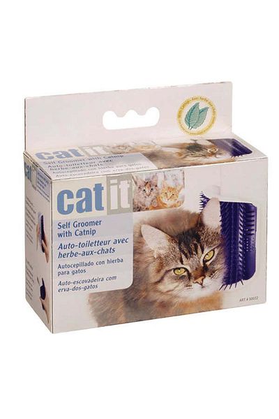 Catit Itch Massage Brush - Corner Mounted Cat Toy with Catnip Mint