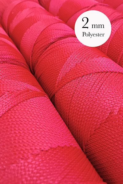 Bevella Macrame Cord 2 mm - 200 Gr Polyester Macromo Red, Plate and Bag Thread