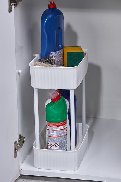 VİP LİFE HOME Vlh-Easy 2-Tier Multi-Purpose Shelf Kitchen and Bathroom Organizer (Without Wheels)