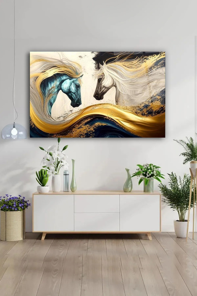 TAULART TABLĂ DE STICLA DE LUX INTRACTĂ LA SPARȚIUNI CU MOTIV LOVE HORSE, CADOU PENTRU CASĂ, LOC DE MUNCA, BĂRACĂ, BĂRACĂ DE BĂRACĂ