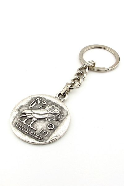 Solfera Ancient Greek Coin Tetradramachy Athena Owl Metal Keychain Kc184