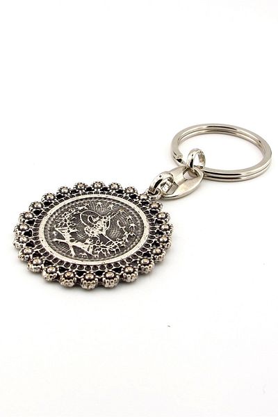 Solfera Ottoman Tughra Patterned Medallion Metal Keychain Kc188