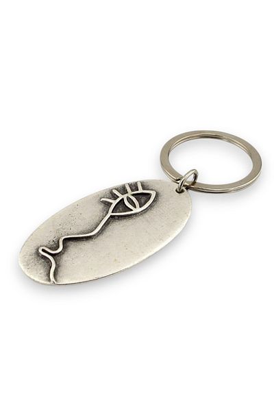 Solfera Fish Life Drawing Design Antique Metal Oval Key Chain Kc203