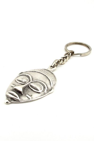 Solfera African Tribal Ceremonial Ritual Mask Metal Keychain Kc207