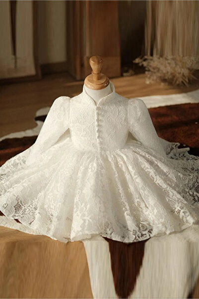 META MODA فستان بناتي لوليتا من الدانتيل فستان الأميرة بأكمام طويلة مع فيونكة لحفلات الزفاف Elbi̇se