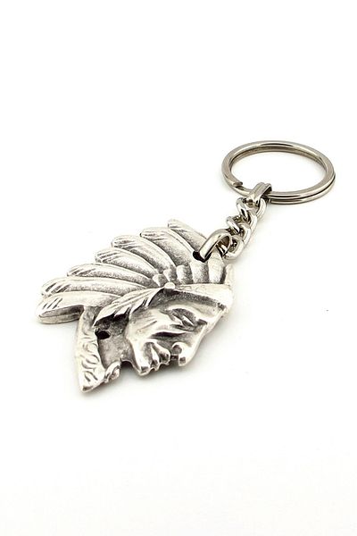 Solfera Native American Tribal Chief Silhouette Antique Metal Keychain Kc213