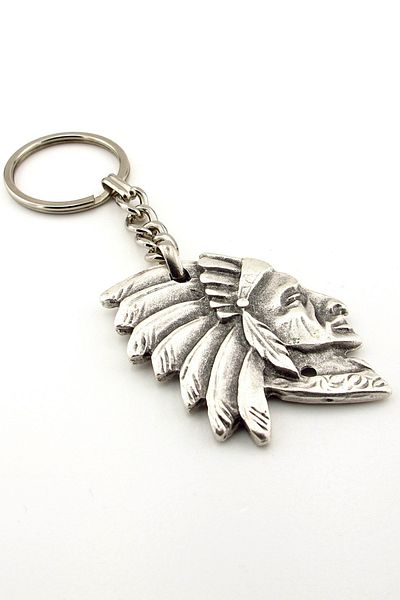 Solfera Native American Tribal Chief Silhouette Antique Metal Keychain Kc213