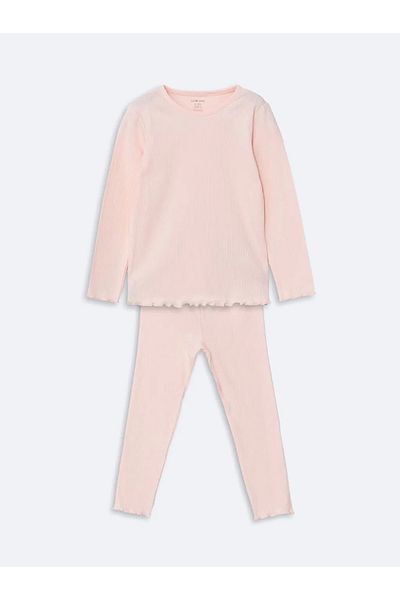 LC Waikiki Lcw Baby Pink Crew Neck Basic Baby Girl Blouse and Leggings 2Pcs