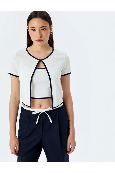 Koton Crew Neck Short Sleeve Basic Crop T-Shirt