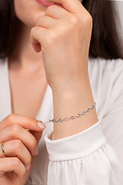 Emir Silver Turkuaz Taşlı Gümüş Bileklik