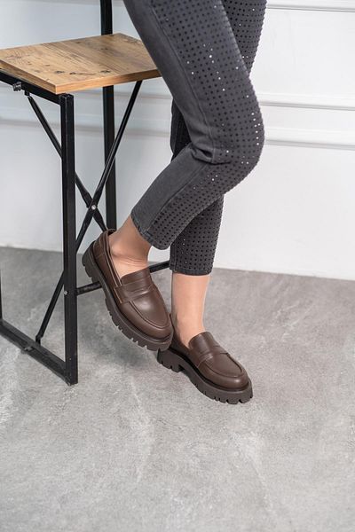 FS KOMBİN COLLECTİON Moena Bitter Brown дамски мокасини от естествена кожа